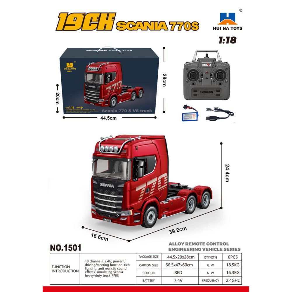 Ciężarówka SCANIA 770S R/C 1:18 Czerwona