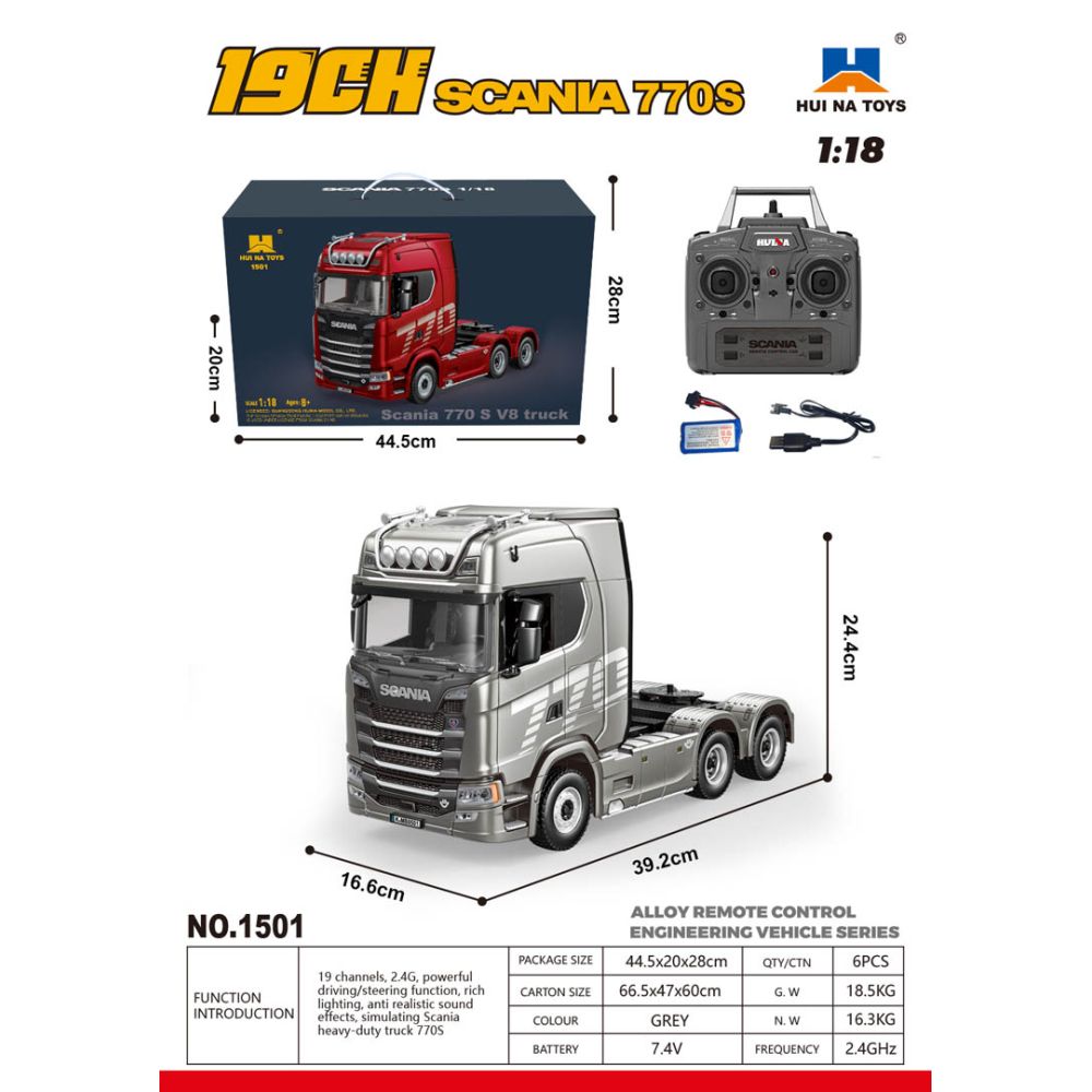 Ciężarówka SCANIA 770S R/C 1:18 Szara