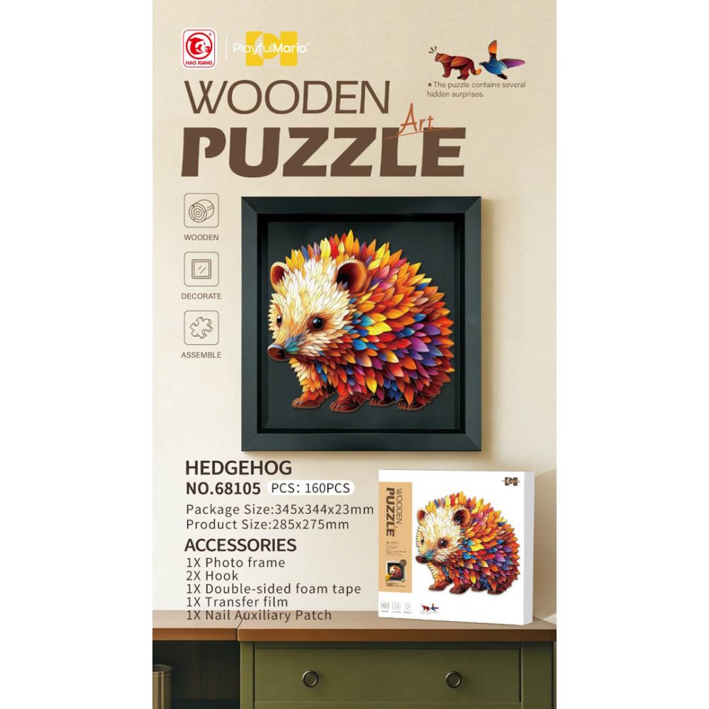 Zestaw Drewnianych Puzzli 160el. Jeż