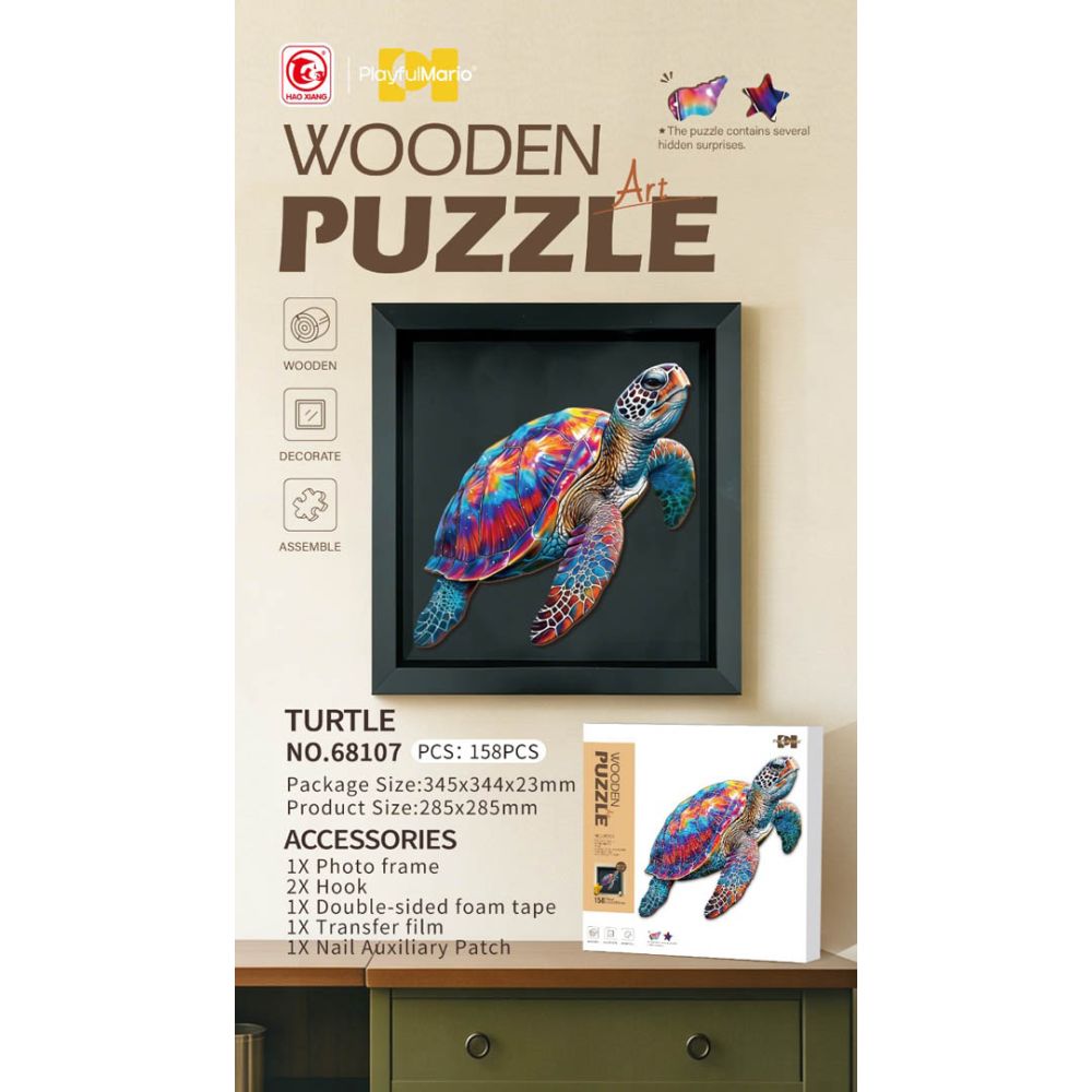 Zestaw Drewnianych Puzzli 158el. Żółw