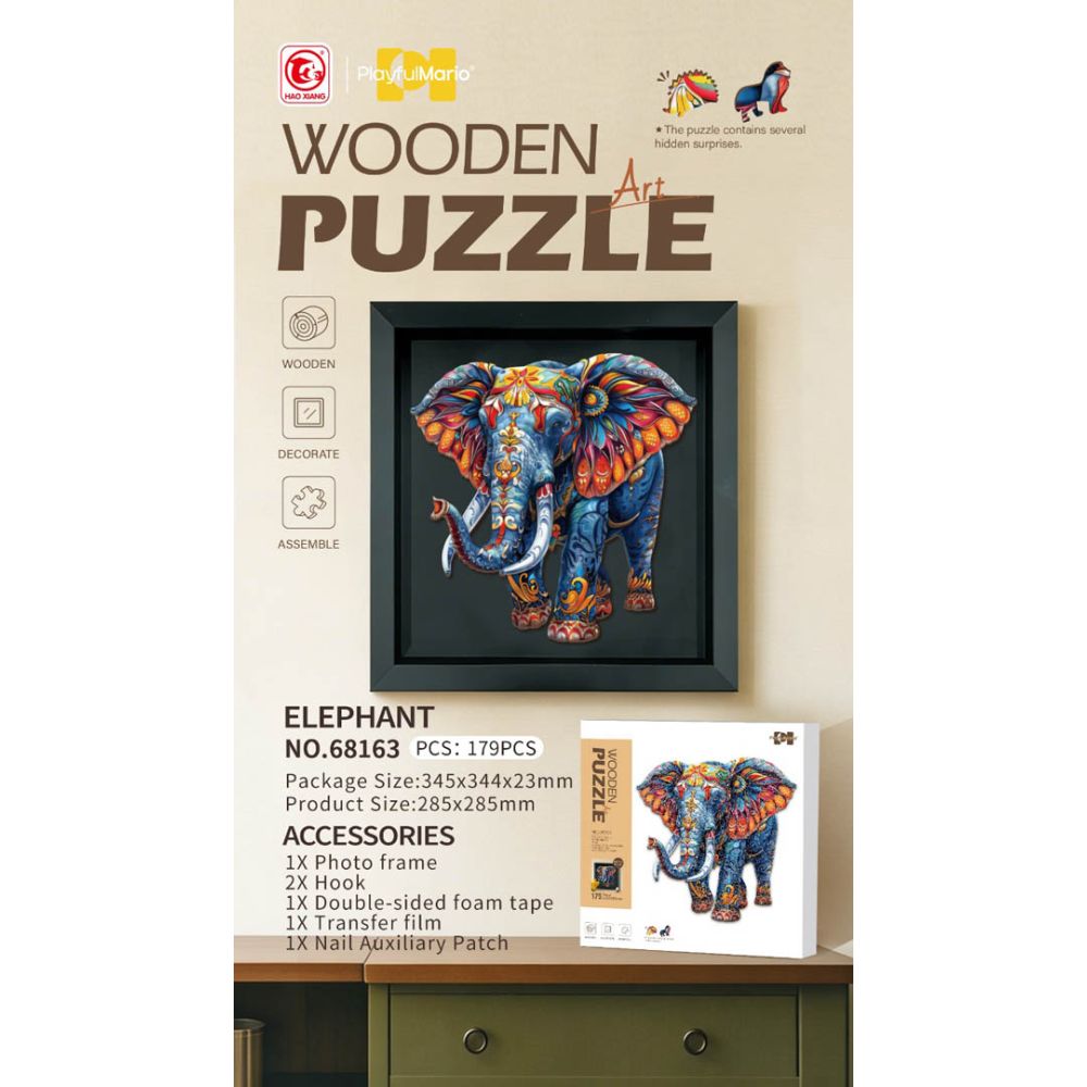 Zestaw Drewnianych Puzzli 179el. Słoń