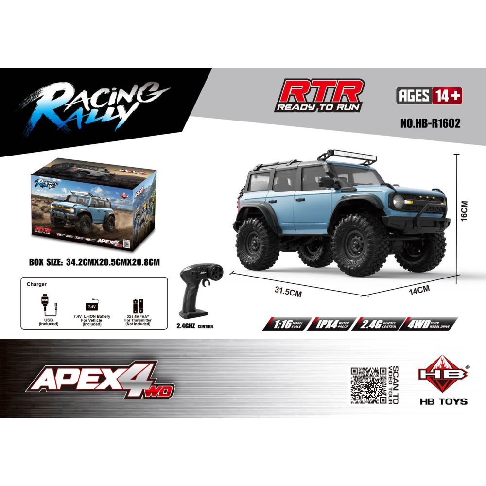 Auto R/C Terenowe RTR APEX 4 1:16 Niebieskie