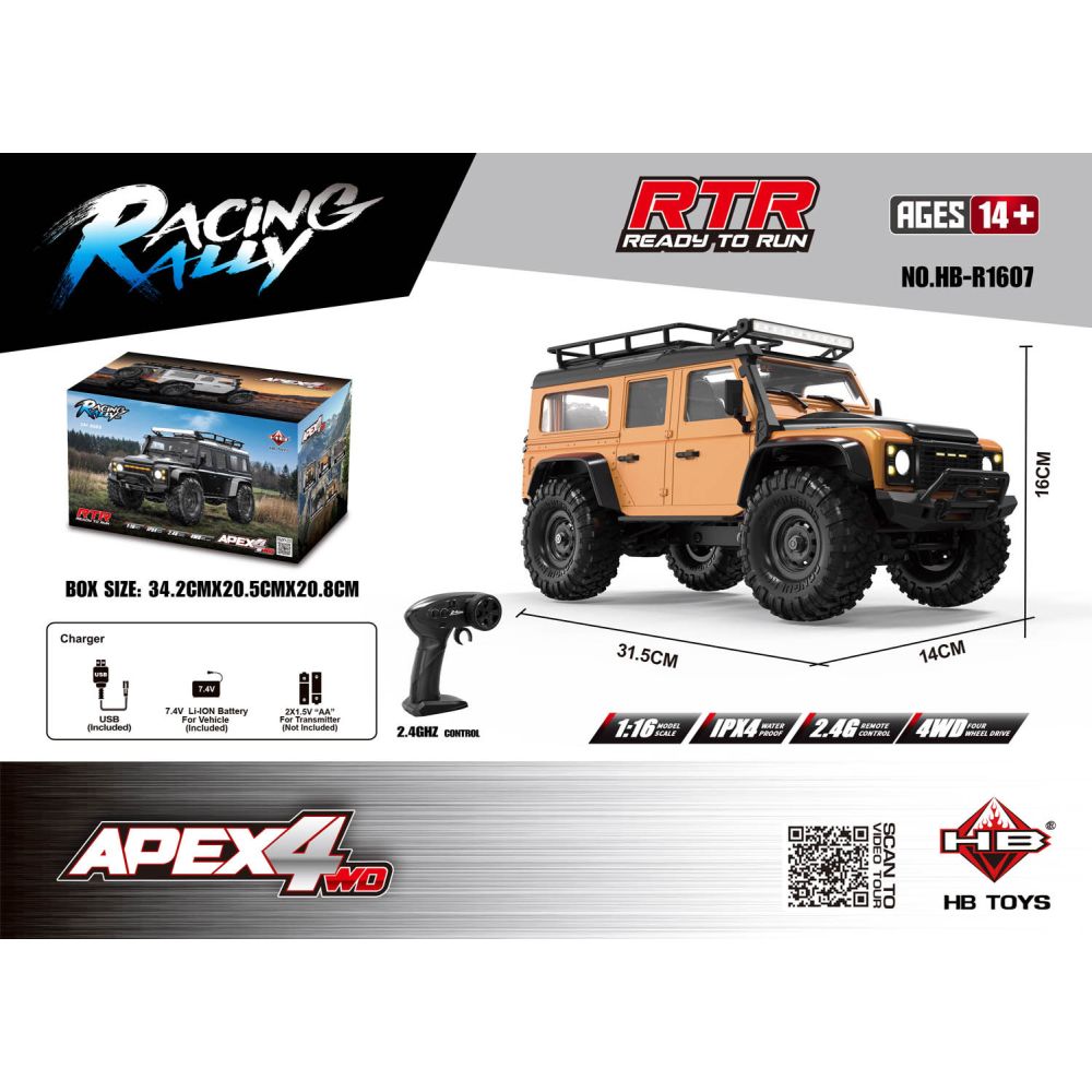 Auto R/C Terenowe RTR APEX 4 1:16 Pomarańczowe