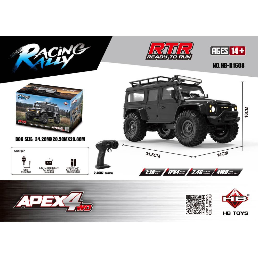 Auto R/C Terenowe RTR APEX 4 1:16 Czarny
