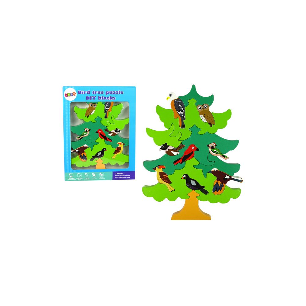 Drewniane Drzewo Ptaki Leśne DIY Klocki Drewniane Puzzle Trójwymiarowa