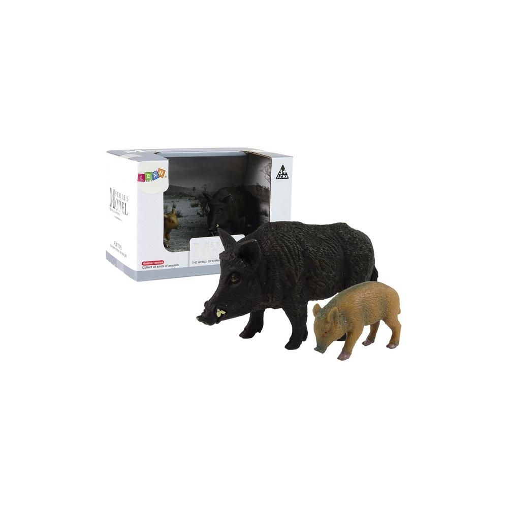 Zestaw 2 figurek Dzik z Młodym Zwierzęta Leśne