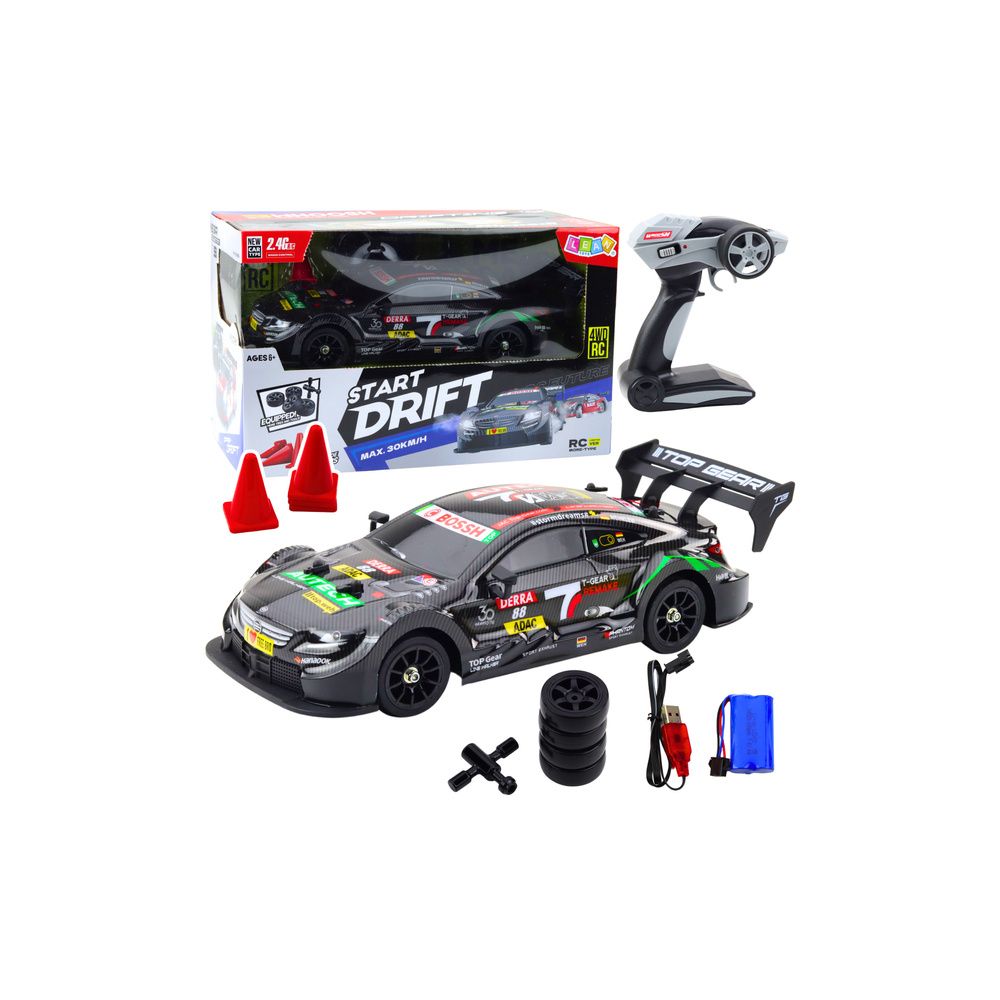 Samochód Wyścigowy Auto Do Driftu RC Czarny Karbon 30km/h 1:16