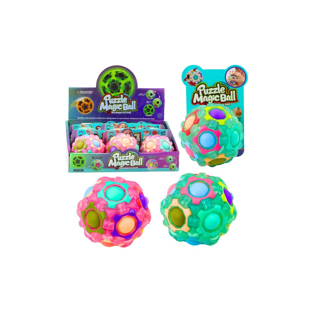 Magiczna Piłka Łamigłówka Logiczna Fluorescencyjna Wypustki 7cm Mix