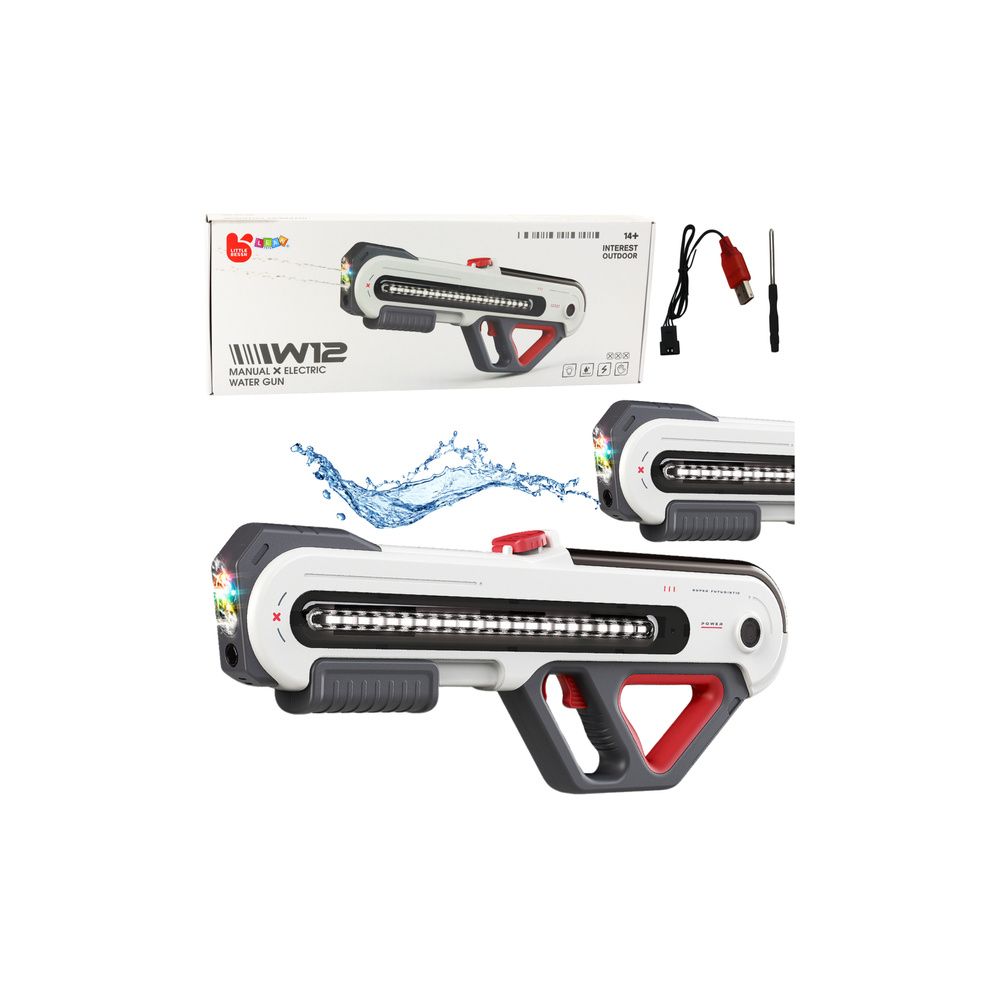 Duży Pistolet Karabin W12 Elektryczny Na Wodę LED Biały 60cm