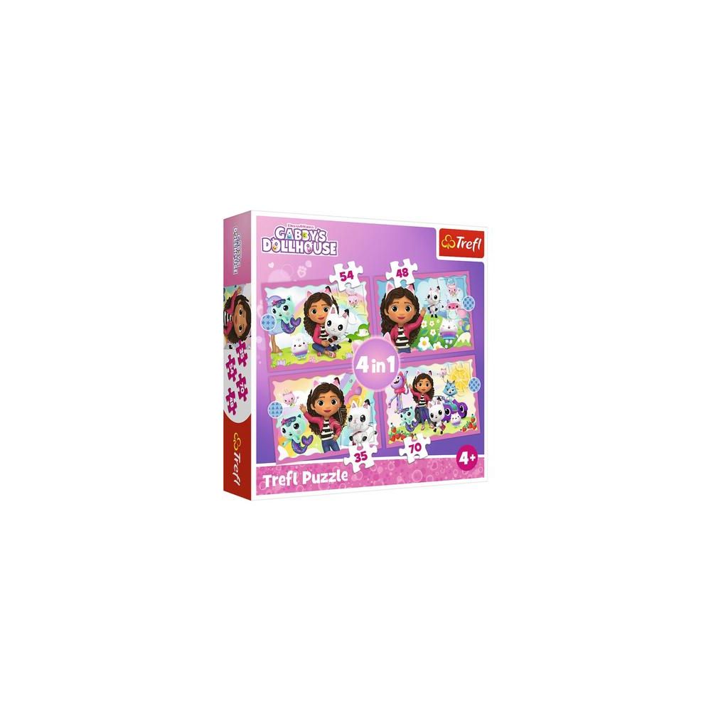 Puzzle - 4w1 (35, 48, 54, 70) - Przygody Gabi - Koci Domek Gabi - Trefl 34620