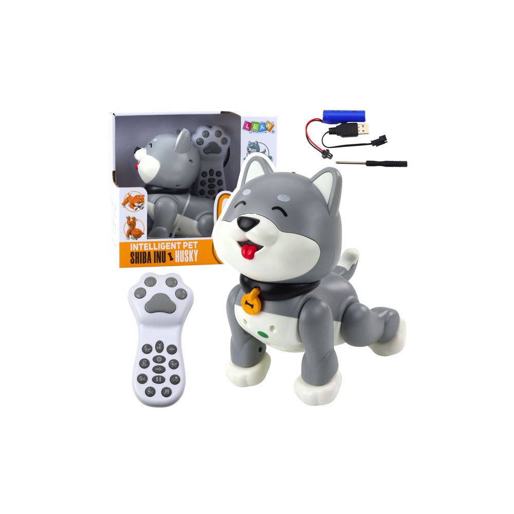 Interaktywny Robot Pies Husky Zdalnie Sterowany RC Głosem Sztuczki Szary