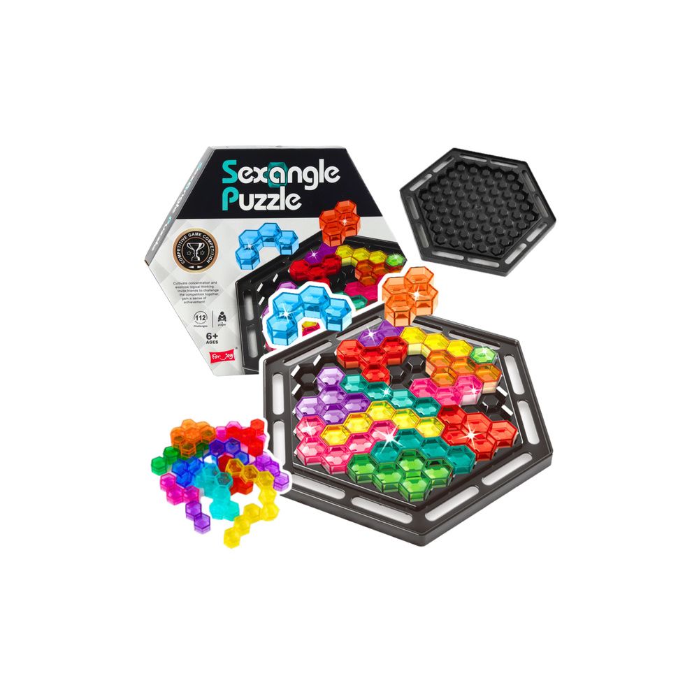 Łamigłówka Logiczna Sexangle Puzzle Tetris 16 Klocków 112 Zadań