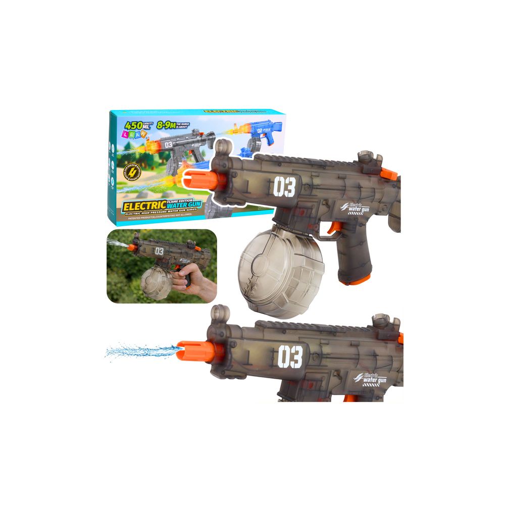 Elektryczny Karabin Pistolet Na Wodę Automatyczny Czarny Zasięg 8-9m 450 ml