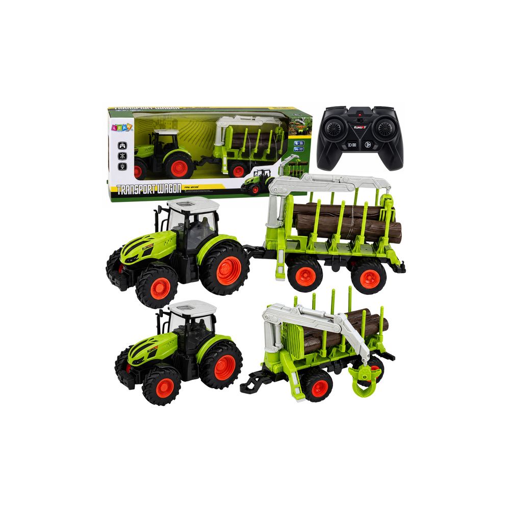Traktor Zdalnie Sterowany RC z Przyczepą Leśną i Chwytakiem Do Drewna 1:24