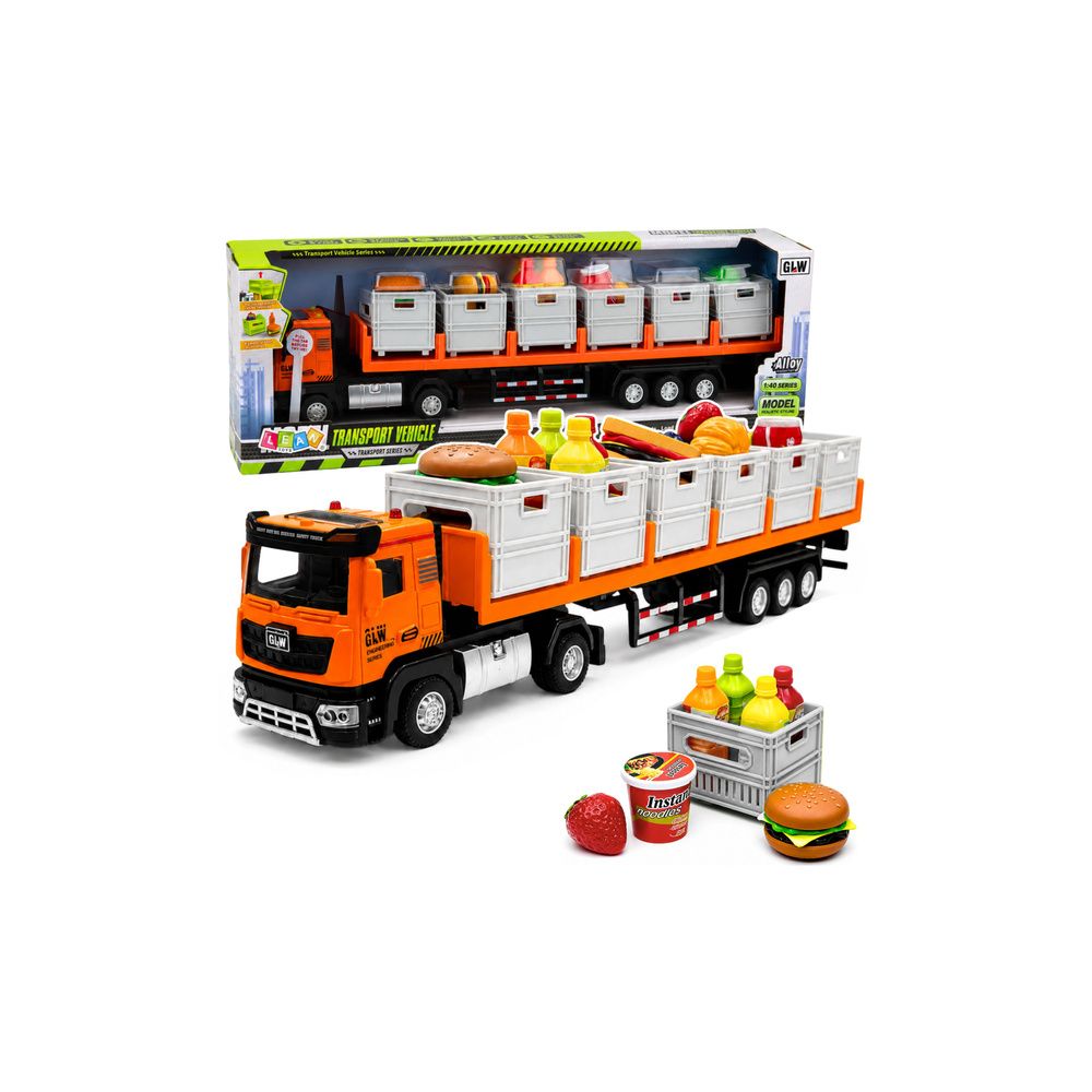 Ciężarówka Transportowa Na Baterie Produkty Spożywcze Pomarańczowa 1:40
