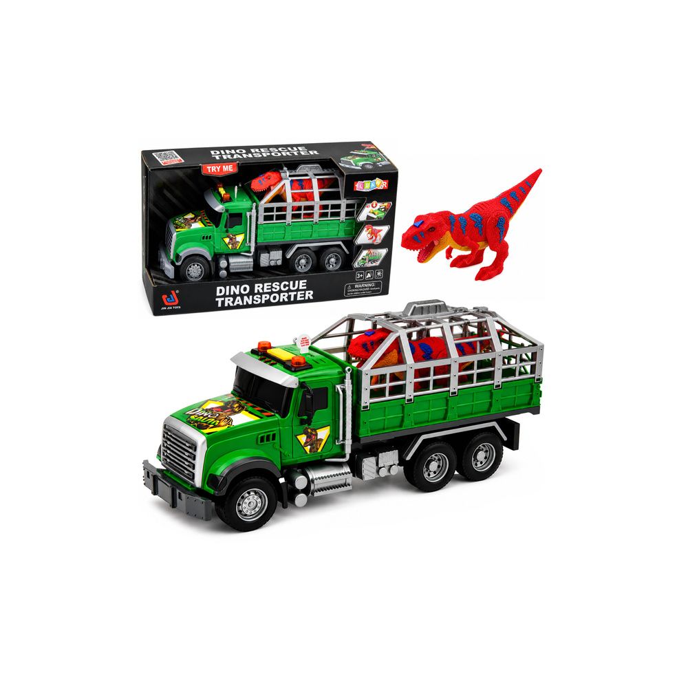 Ciężarówka Transporter Z Klatką Figurka Dinozaur T-Rex Światła Dźwięki 1:12