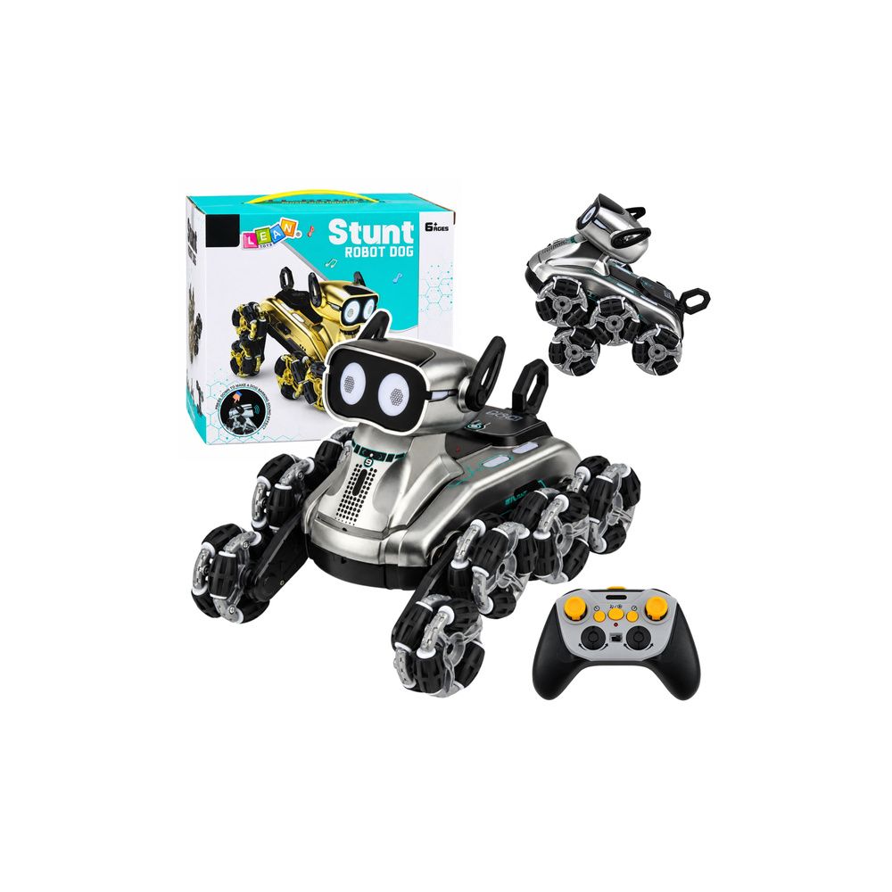 Pies Robot Zdalnie Sterowany RC 8 Kół Tryb Demo Sztuczki Srebrny