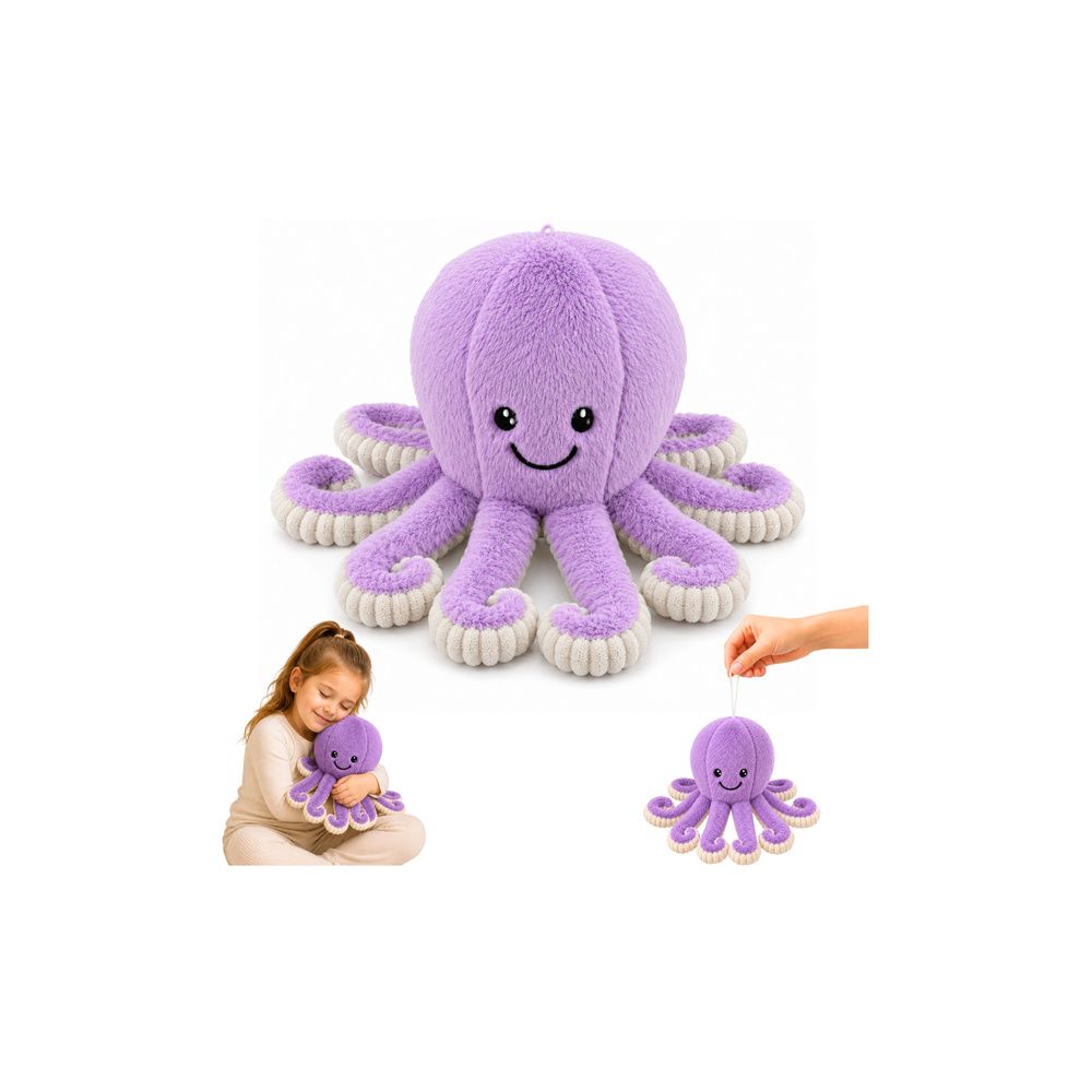 Pluszowa Ośmiornica Maskotka Przytulanka Sprężyste Macki Fioletowa 30 cm