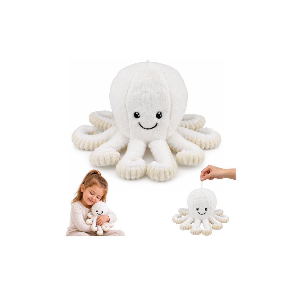 Pluszowa Ośmiornica Maskotka Przytulanka Sprężyste Macki Biała 30 cm
