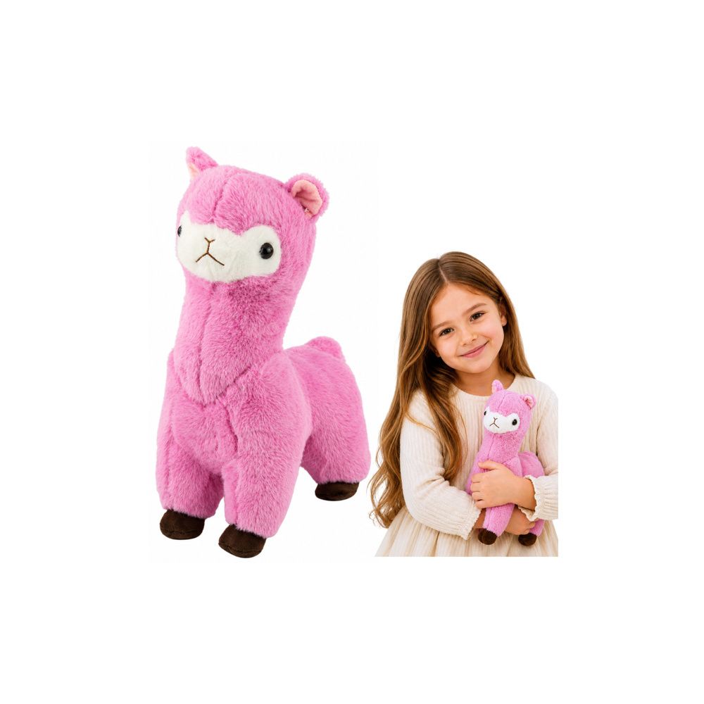 Pluszowa Alpaka Lama Maskotka Przytulanka Miękkie Futerko Różowa 28 cm