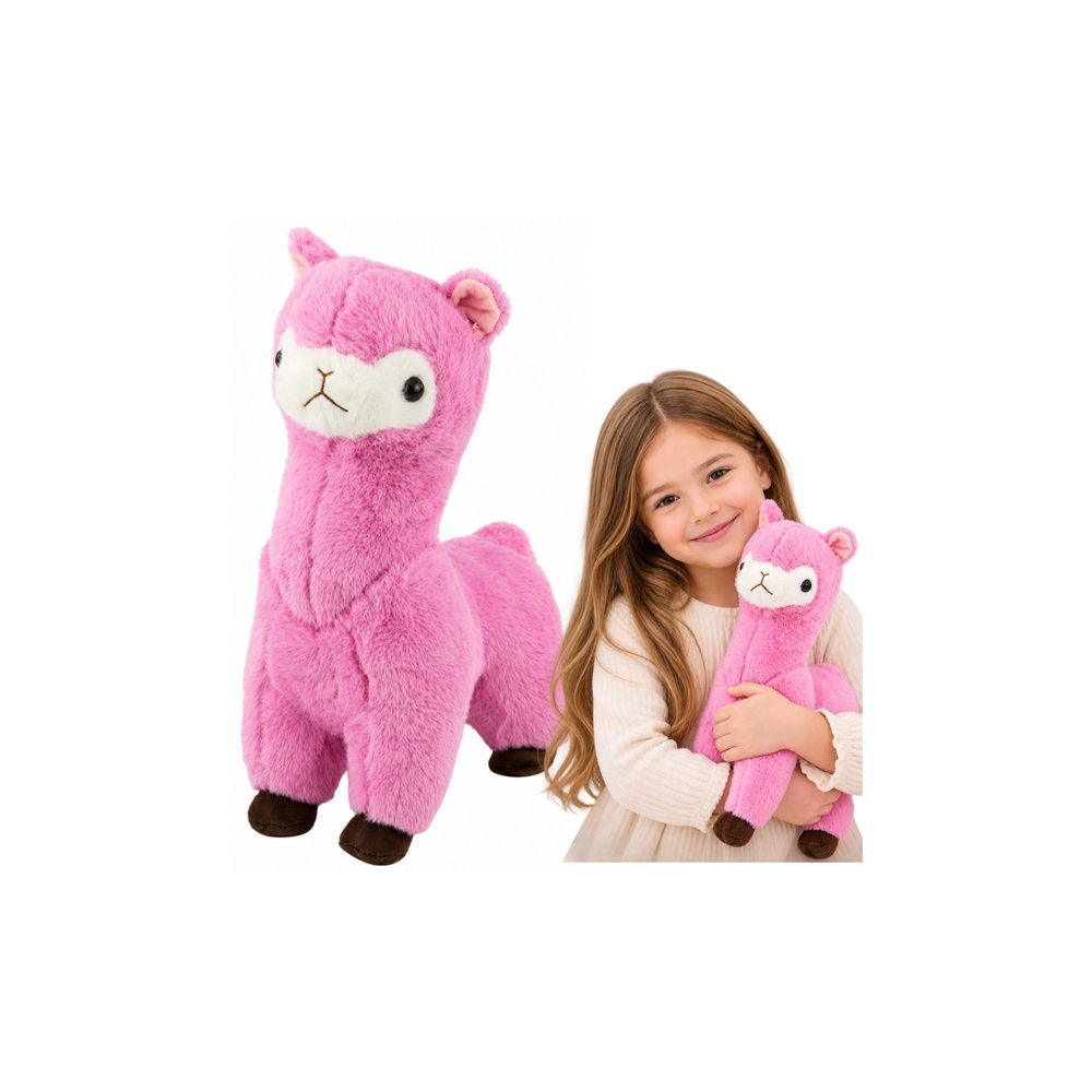 Pluszowa Alpaka Lama Maskotka Przytulanka Miękkie Futerko Różowa 38 cm