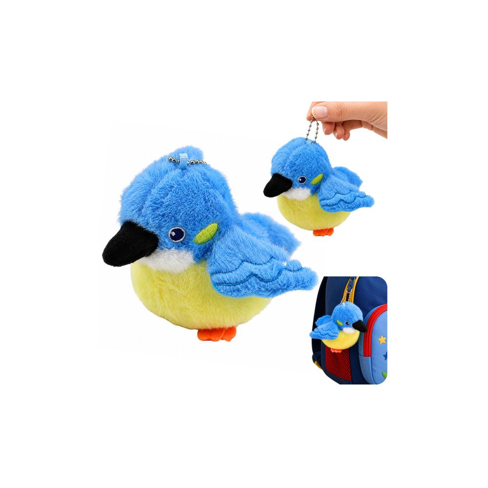 Pluszowy Ptaszek Maskotka Na Breloku z Zawieszką Niebieski 9 cm