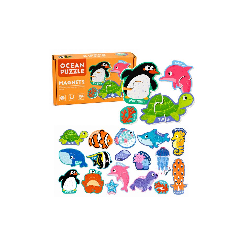 Puzzle Magnetyczne Zwierzęta Morskie Magnesy Na Lodówkę Edukacyjne 30 el.