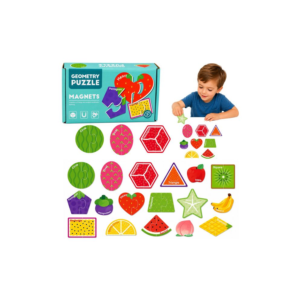 Puzzle Magnetyczne Nauka Owoców Magnesy Na Tablice Lodówkę 30 el.