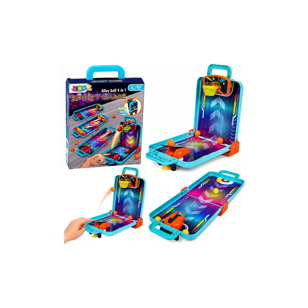 Mini Gra Zręcznościowa 3w1 Koszykówka Pinball Kręgle Przenośna Walizka