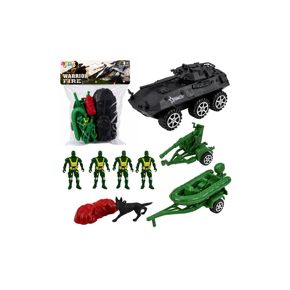 Zestaw Wojskowy Militarny Żołnierzyki Transporter Opancerzony 14 el.