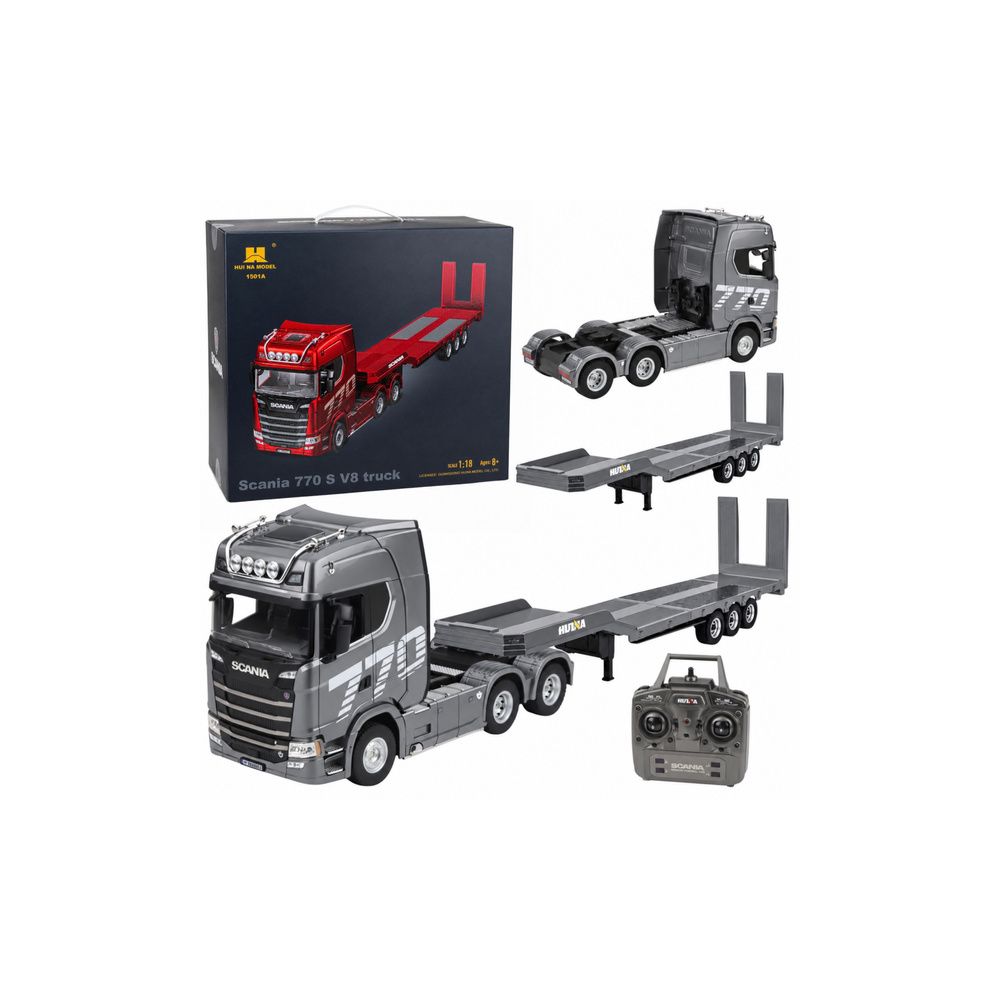 Ciężarówka Scania 770S Z Naczepą Zdalnie Sterowana RC Huina Srebrna 1:18