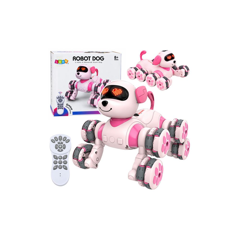 Pies Robot Zdalnie Sterowany RC 8 Kół Drift 360° Akrobacje Różowy