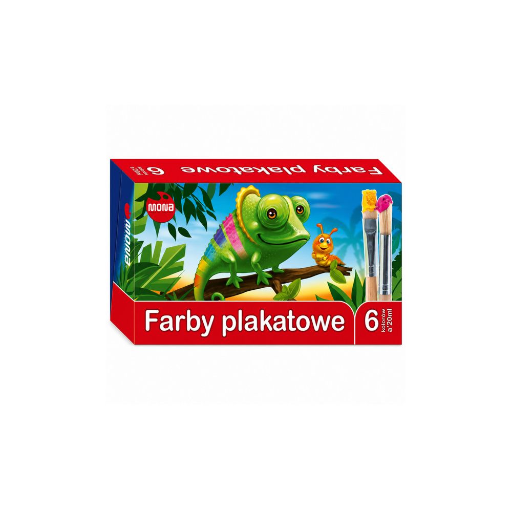 Farby szkolne plakatowe 6 kolorów 20ml MONA