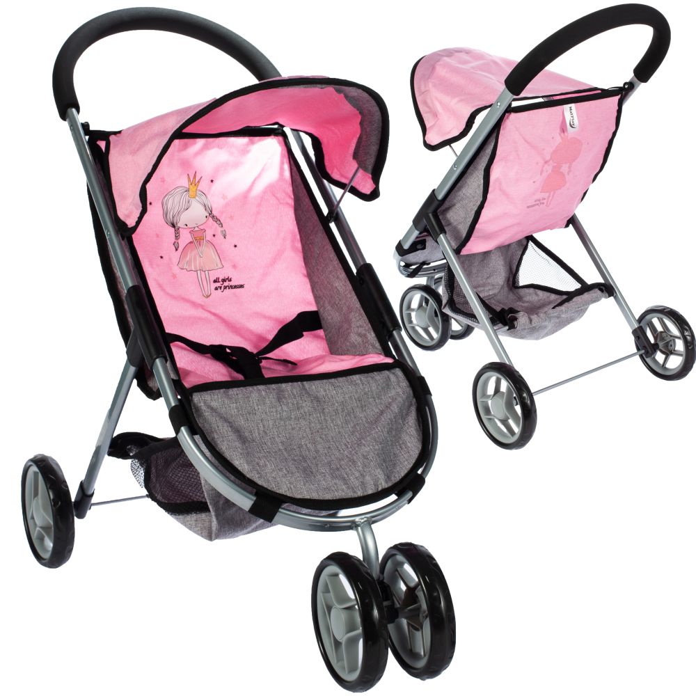 Wózek spacerowy dla lalek Little Princess PinkGrey