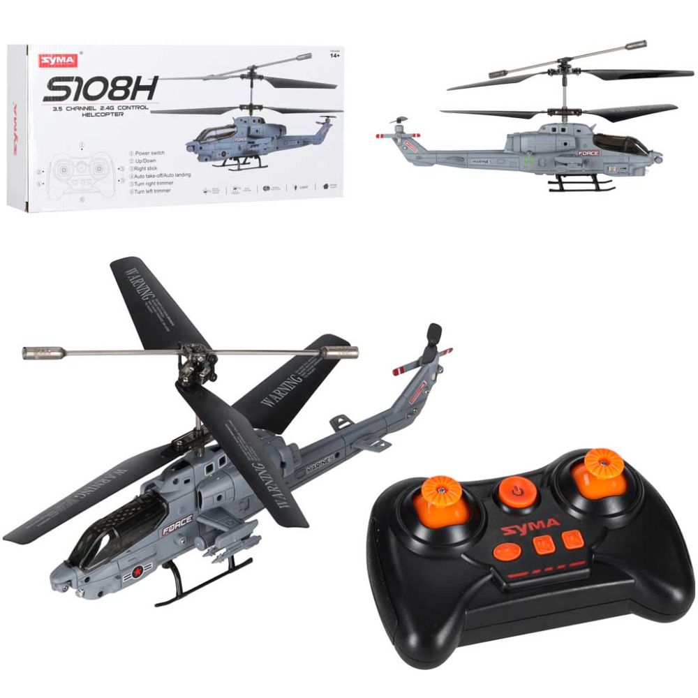 Nuotoliniu būdu valdomas sraigtasparnis „Syma S108H“ (2,4 GHz, LED, automatinis pakilimas, USB įkrovimas)