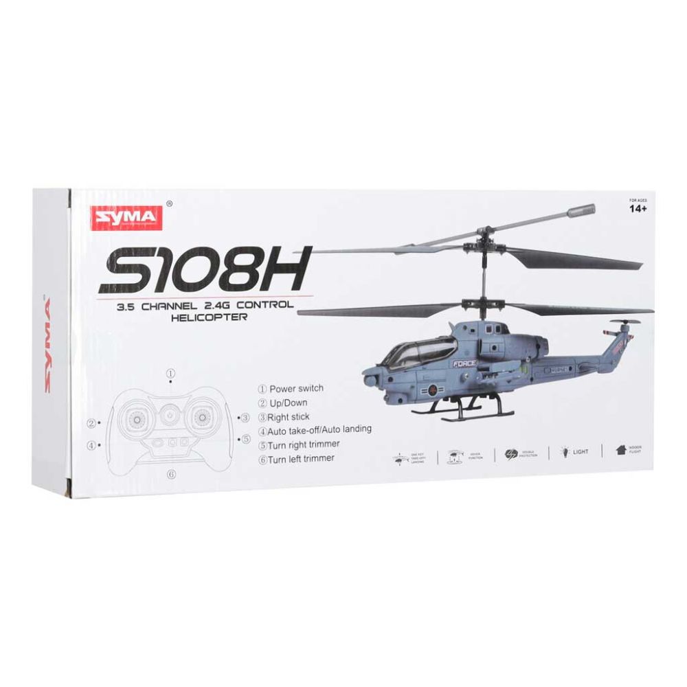 Nuotoliniu būdu valdomas sraigtasparnis „Syma S108H“ (2,4 GHz, LED, automatinis pakilimas, USB įkrovimas)