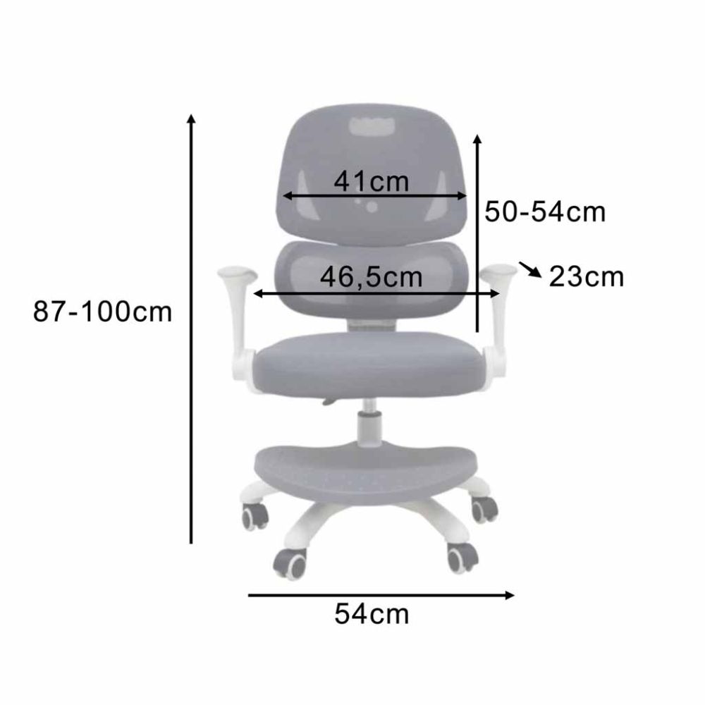 Vaikiška ergonomiška kėdė, pasukama, reguliuojamo aukščio, pilka
