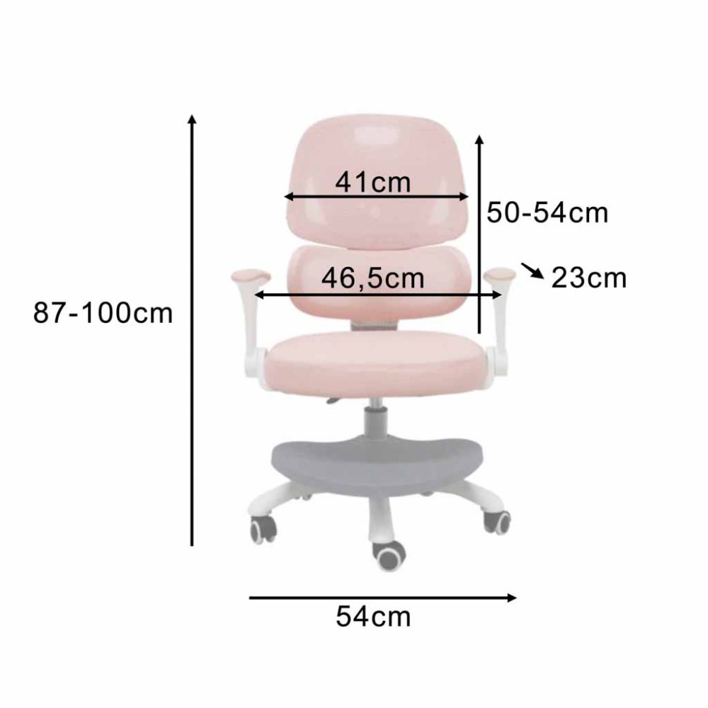 Vaikiška ergonomiška kėdė, pasukama, reguliuojamo aukščio, rožinė