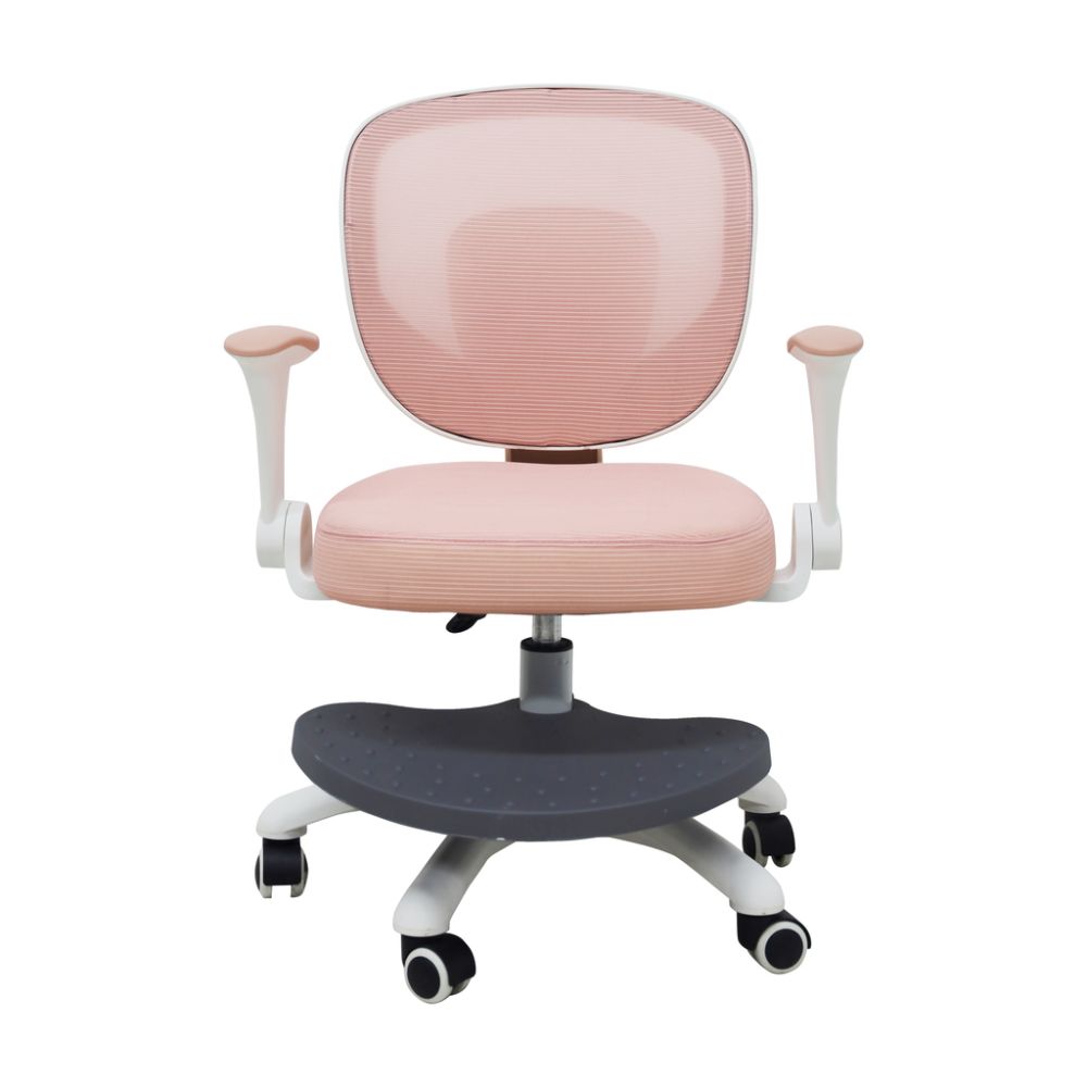 Vaikiška ergonomiška kėdė, pasukama, reguliuojamo aukščio, su kojų atrama, rožinė