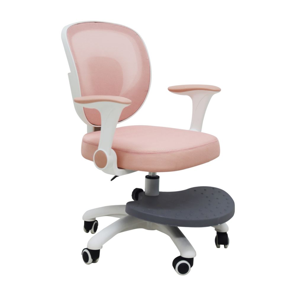 Vaikiška ergonomiška kėdė, pasukama, reguliuojamo aukščio, su kojų atrama, rožinė