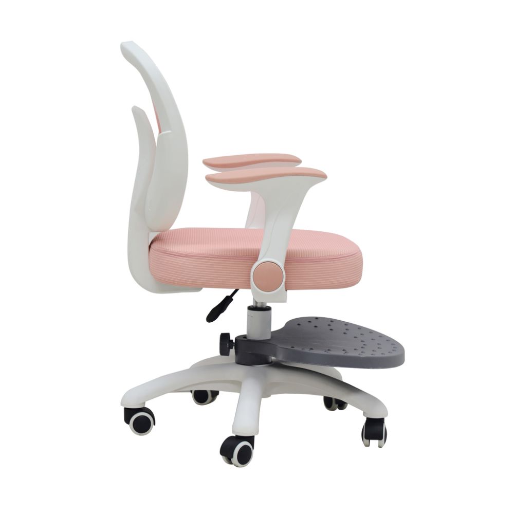Vaikiška ergonomiška kėdė, pasukama, reguliuojamo aukščio, su kojų atrama, rožinė