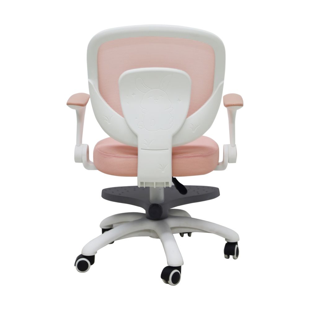 Vaikiška ergonomiška kėdė, pasukama, reguliuojamo aukščio, su kojų atrama, rožinė
