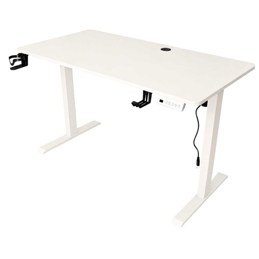 Rašomasis stalas su elektriniu aukščio reguliavimu, atminties funkcija ir valdymo pultu, 120x60 cm, baltas