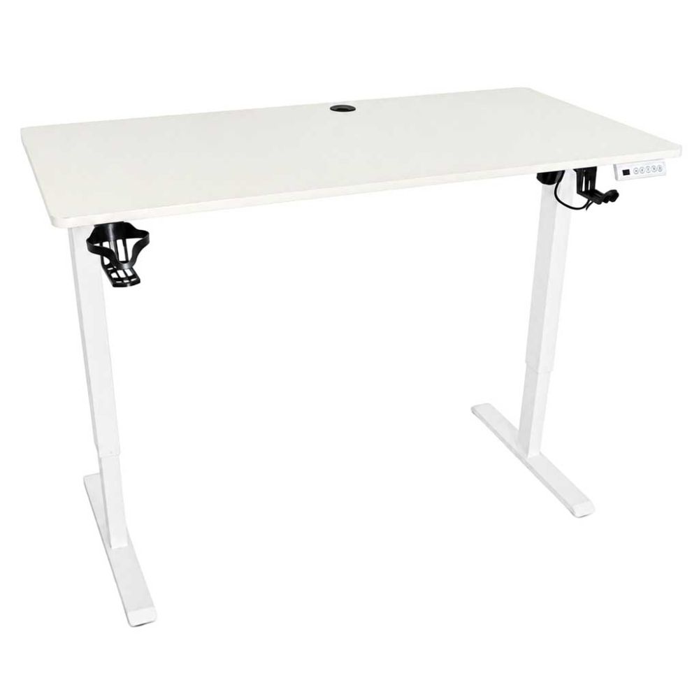 Rašomasis stalas su elektriniu aukščio reguliavimu, atminties funkcija ir valdymo pultu, 120x60 cm, baltas
