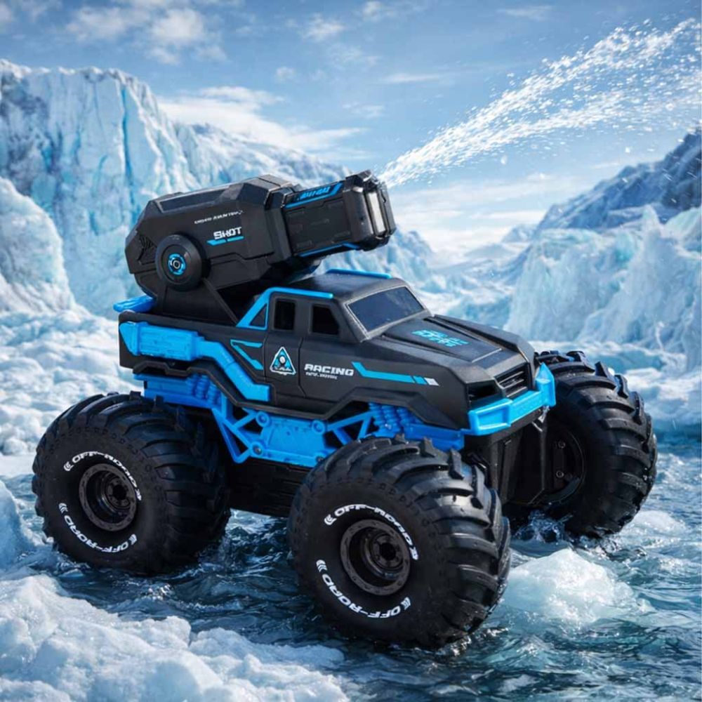 RC amfibija vandeniui atsparus automobilis, valdomas rankų gestais + 2 nuotolinio valdymo pulteliai mėlynos spalvos