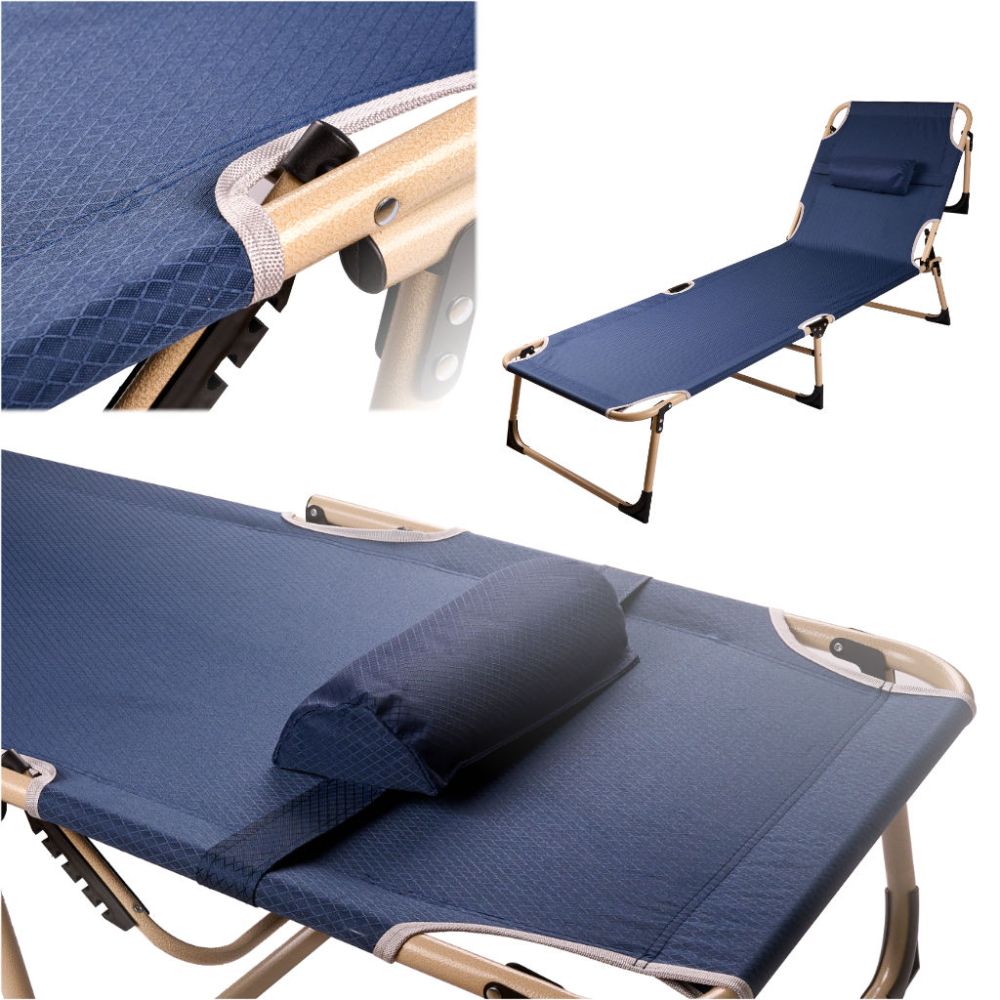 Sulankstoma turistinė lova Kanada reguliuojama sofa 193 cm tamsiai mėlyna