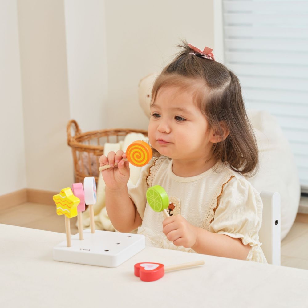 VIGA Wooden Lollipops Confectionery Shop Set of 6 for Children 18m+ 