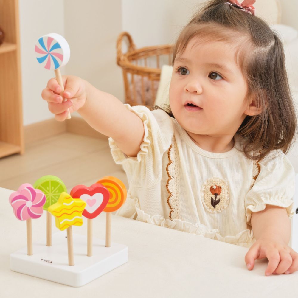 VIGA Wooden Lollipops Confectionery Shop Set of 6 for Children 18m+ 