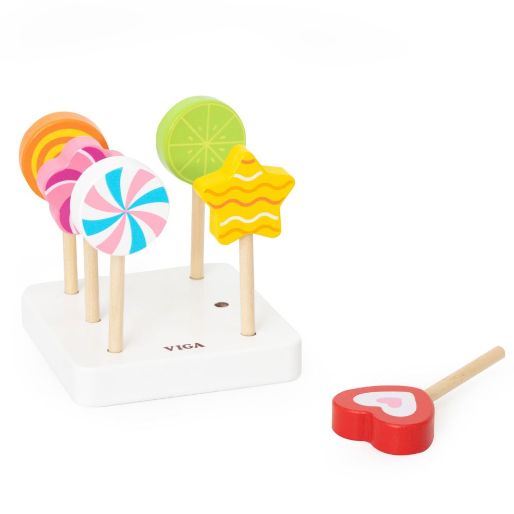 VIGA Wooden Lollipops Confectionery Shop Set of 6 for Children 18m+ 