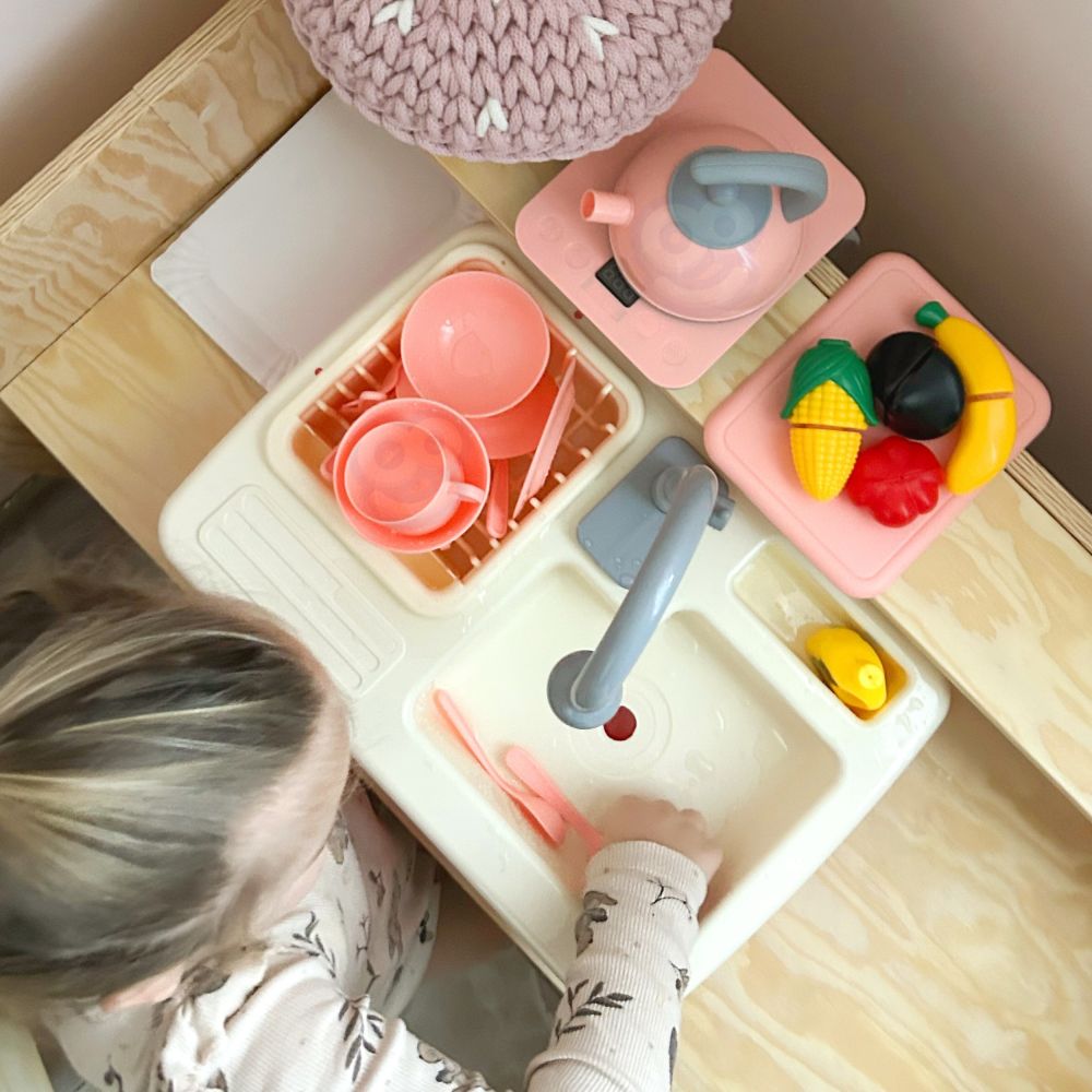 Virtuvės kriauklė su vandens maišytuvu WOOPIE 2-in-1, rožinė